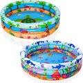 joyin 2 pack 47" baby pool, float kiddie pool, inflatable baby swimming pool with 3 rings, summer fun for children, indoor and outdoor water game play center for toddlers