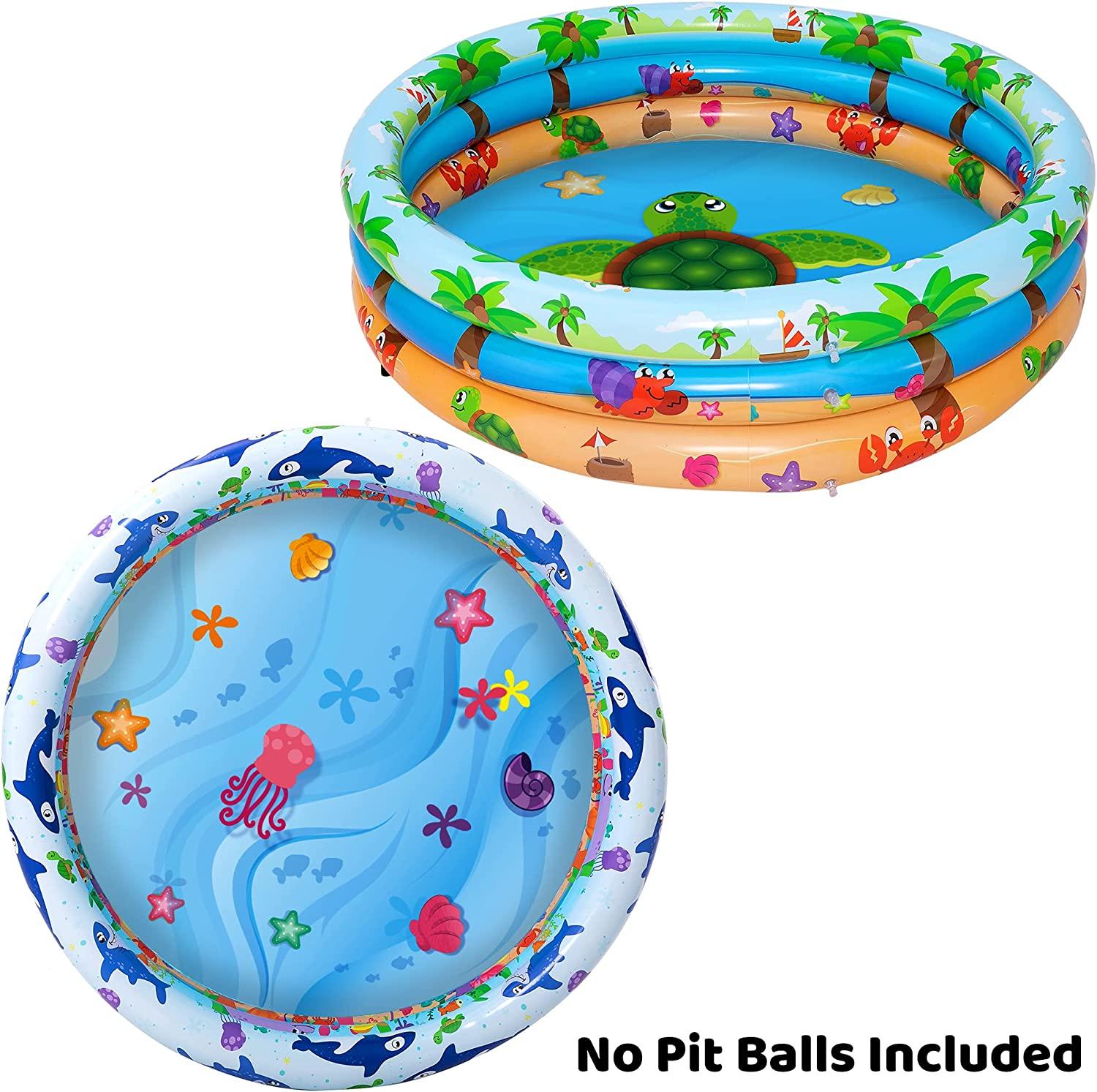 joyin 2 pack 47" baby pool, float kiddie pool, inflatable baby swimming pool with 3 rings, summer fun for children, indoor and outdoor water game play center for toddlers