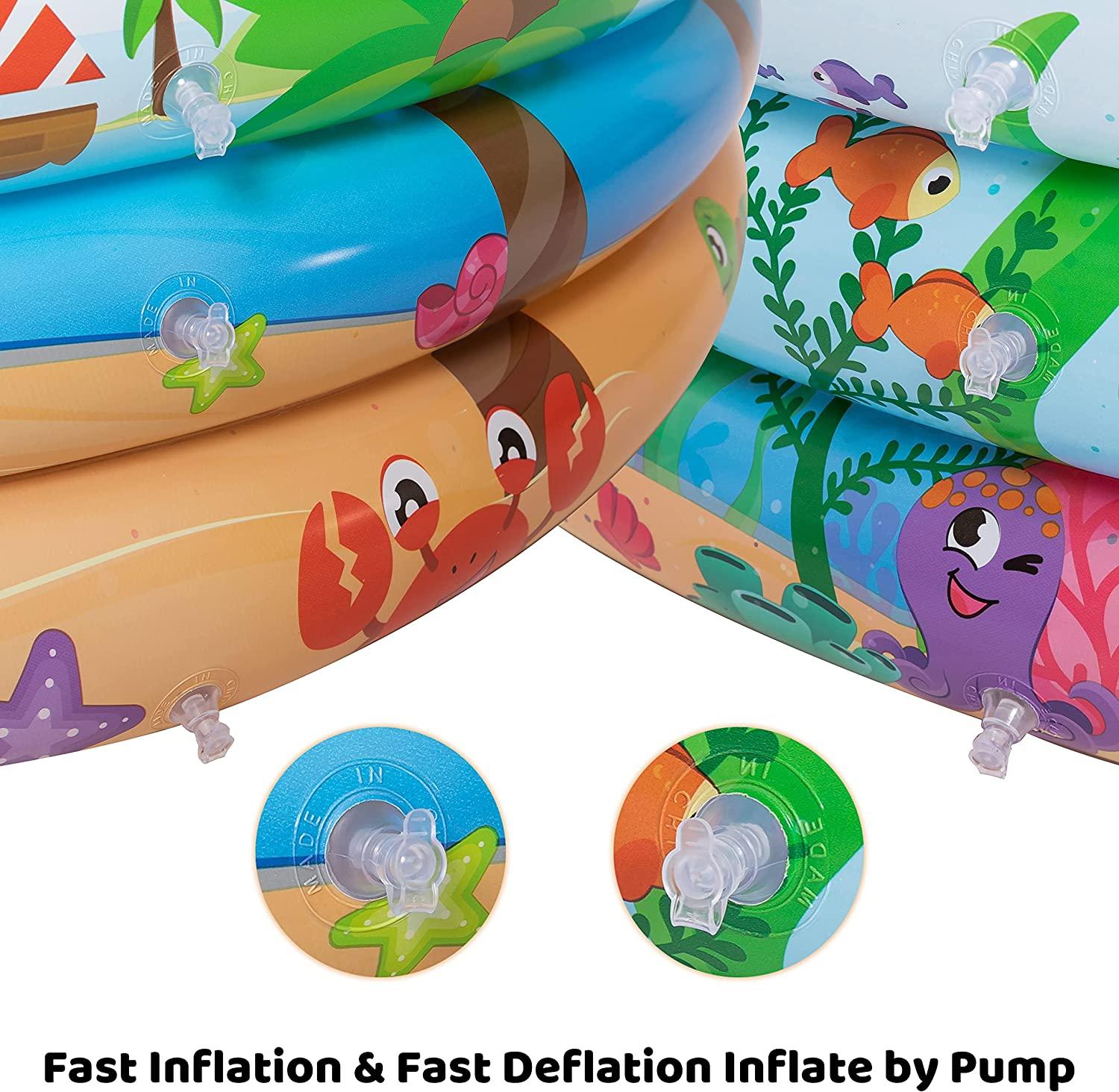 joyin 2 pack 47" baby pool, float kiddie pool, inflatable baby swimming pool with 3 rings, summer fun for children, indoor and outdoor water game play center for toddlers