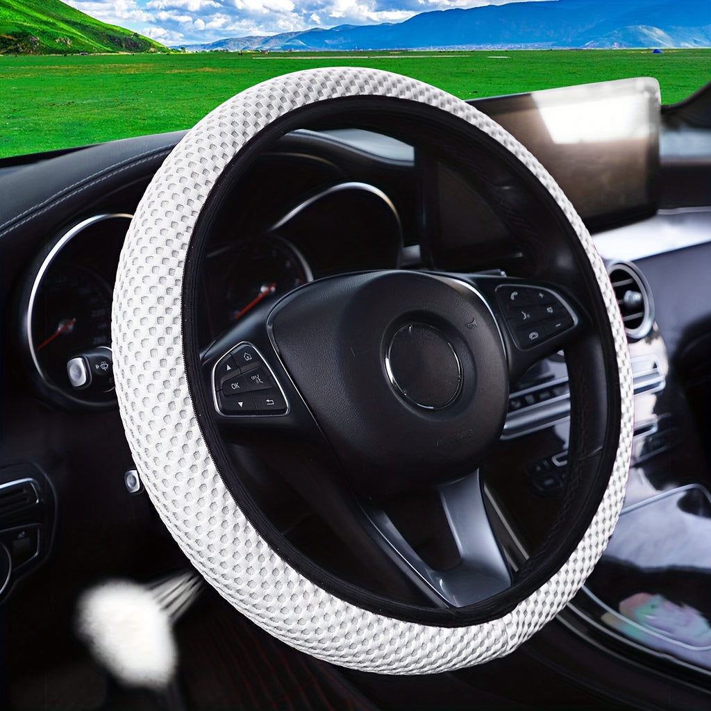 Three-dimensional Mesh Breathable Sweat-absorbing Comfortable Non-slip Car Steering Wheel Cover, Without Inner Ring Suitable For 14.57-14.96inch Auto Parts