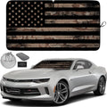 Autoamerics 1-Piece Windshield Sun Shade Brown Camo American Flag USA  - Foldable Car Front Window Sunshade for Most Sedans SUV Truck - Blocks Max UV Rays and Keeps Your Vehicle Cool - Small