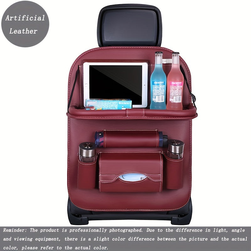 Upgrade Your Car With This Luxury Leather StoraBag And Tray - Perfect For Kids' Snacks And Toys!