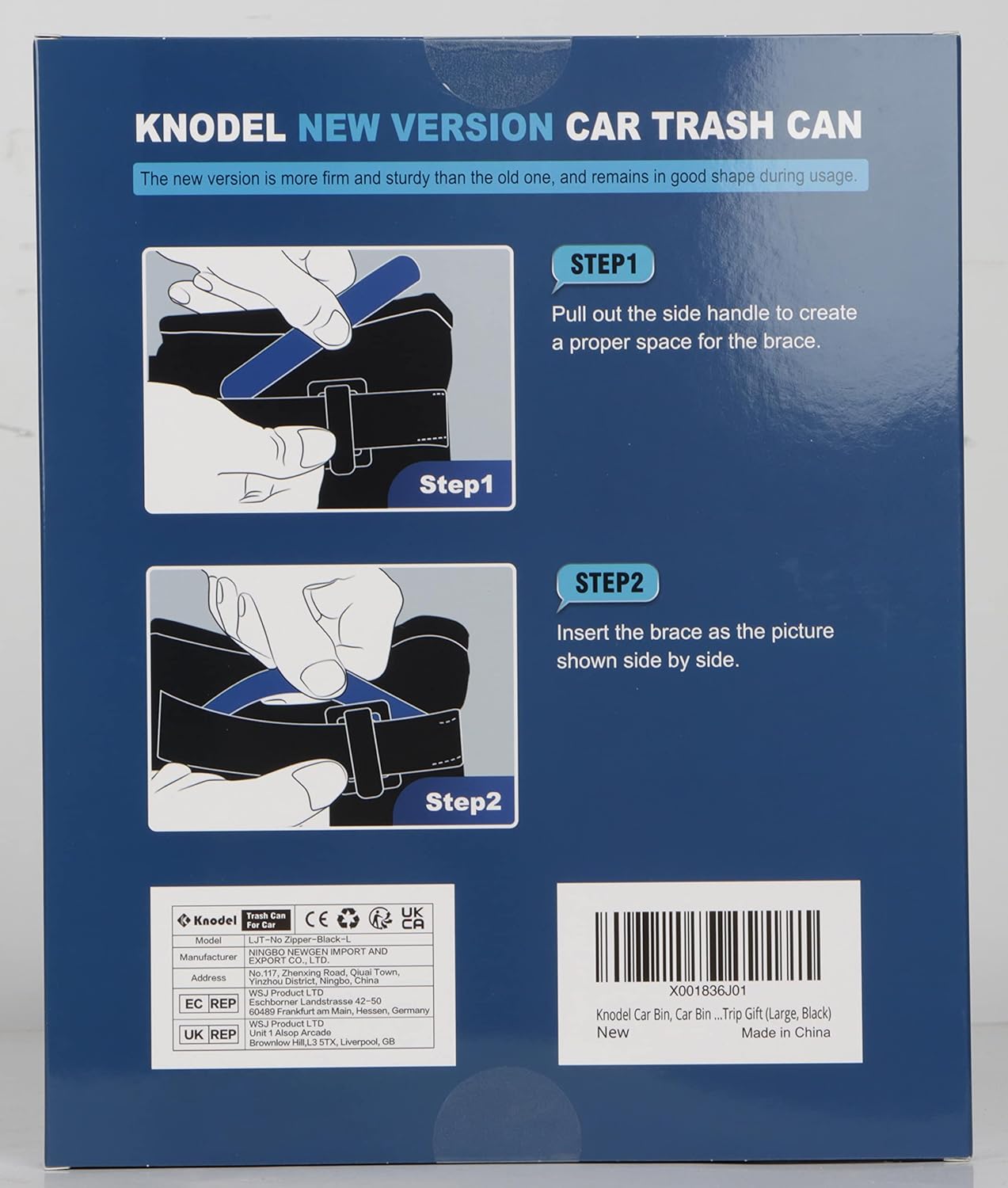 K KNODEL Car Trash Can, Waterproof Car Garbage Can, Car Trash Bag with Lid, Leak-Proof Car Trash Bin, Car Trash Hanging (Large, Black)