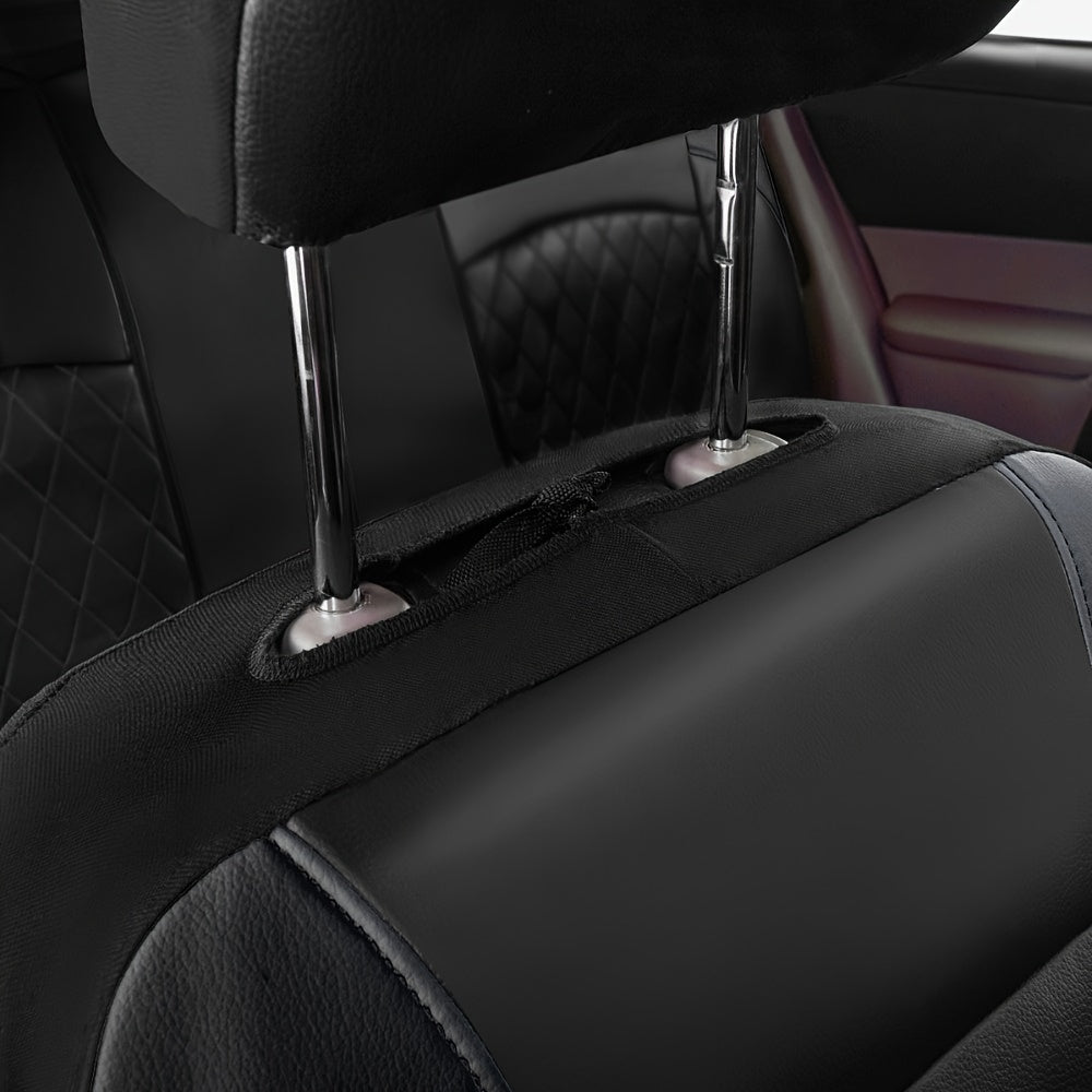 Upgrade Your Car Interior With 9Pcs/Set Quilted Leather Thread Pressing Seat Covers - Airbag Compatible &amp; Breathable!
