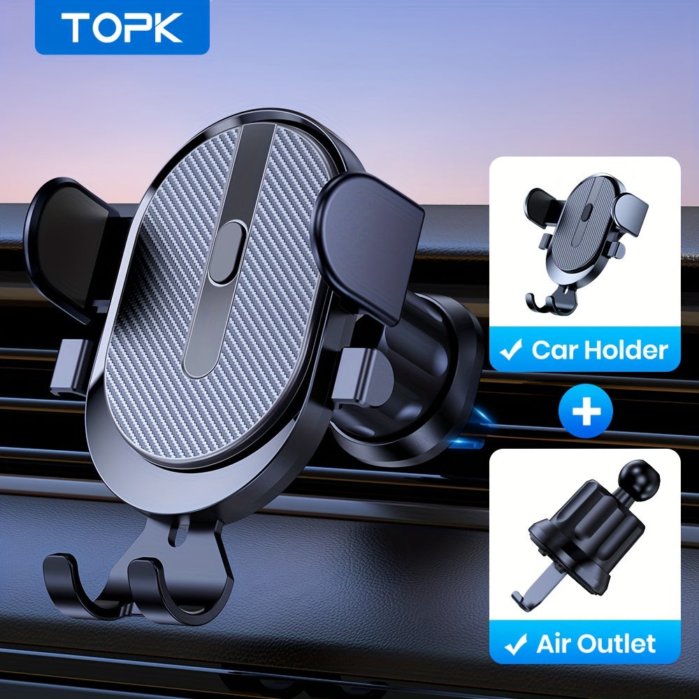 Car Phone Holder Mount, TOPK [2023 Upgrade Auto Locking] Universal Phone Holder With Hook Clip For Car Air Vent Compatible With  Samsung Etc.