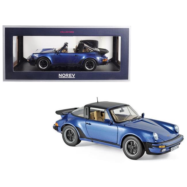 Norev 187663 1987 Porsche 911 Turbo Targa 3.3 Blue Metallic 1-18 Diecast Model Car
