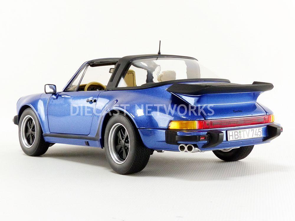 Norev 187663 1987 Porsche 911 Turbo Targa 3.3 Blue Metallic 1-18 Diecast Model Car