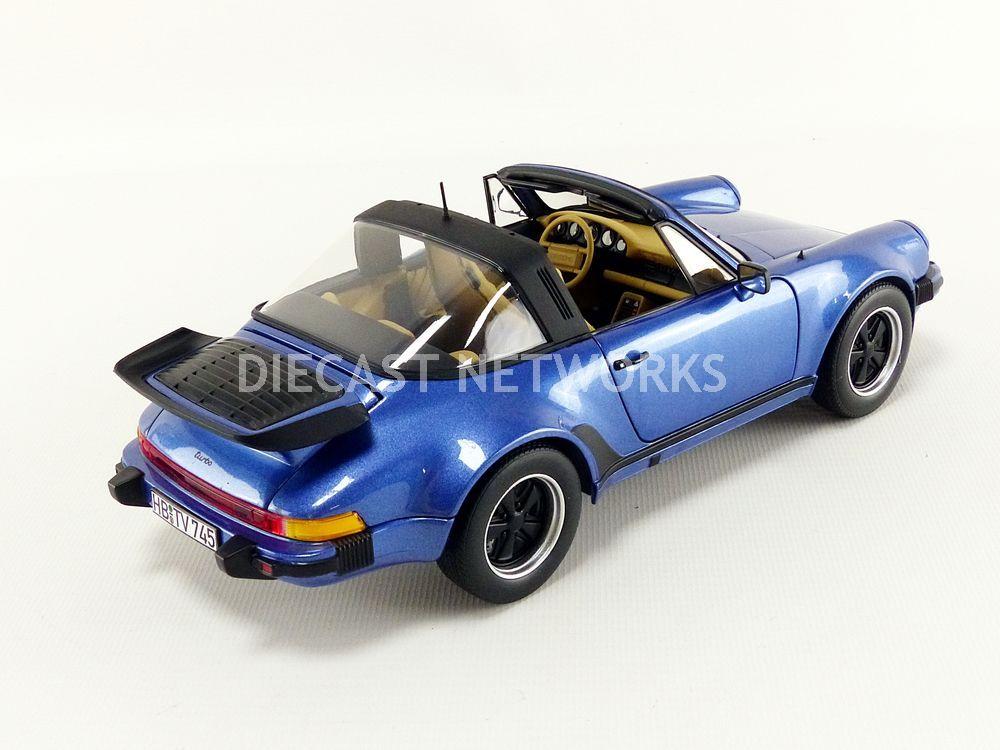 Norev 187663 1987 Porsche 911 Turbo Targa 3.3 Blue Metallic 1-18 Diecast Model Car