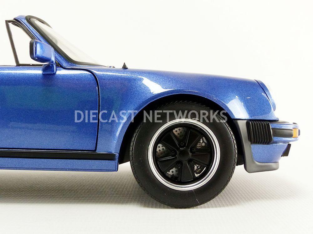 Norev 187663 1987 Porsche 911 Turbo Targa 3.3 Blue Metallic 1-18 Diecast Model Car