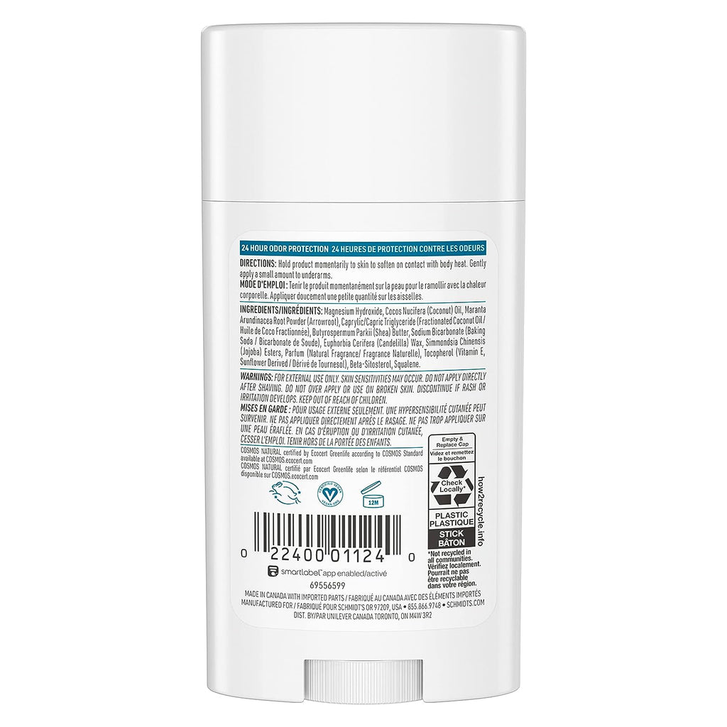Schmidt's 100% Natural Origin Ingredient Deodorant Stick Fresh Rain &amp; Birch 2 Count for 24-Hour Odor Protection 2.65 oz