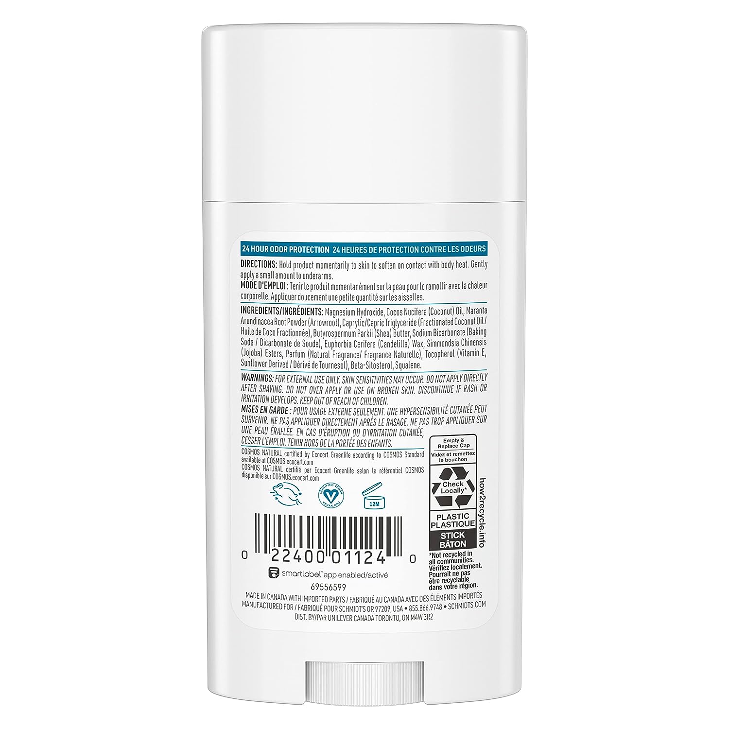 Schmidt's 100% Natural Origin Ingredient Deodorant Stick Fresh Rain &amp; Birch 2 Count for 24-Hour Odor Protection 2.65 oz