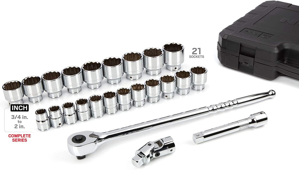 TEKTON 3/4 Inch Drive 12-Point Socket &amp; Ratchet Set, 25-Piece (3/4-2 in.) | SKT35105