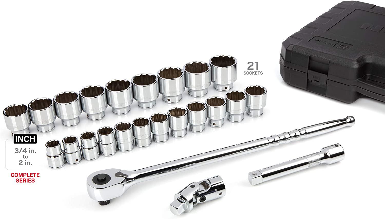 TEKTON 3/4 Inch Drive 12-Point Socket &amp; Ratchet Set, 25-Piece (3/4-2 in.) | SKT35105