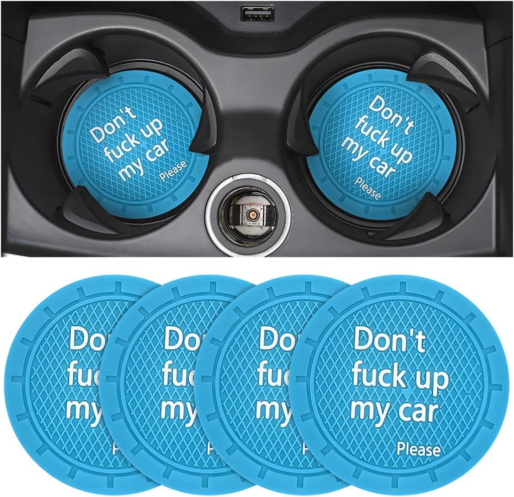 8sanlione Car Cup Coaster, 4Pcs 2.75 Inch Auto Cup Holder Insert Coasters, Anti-Slip Waterproof Embedded Drink Mat, Automotive Interior Accessories for Men and Women (D Light Blue/4PCS)