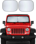 EcoNour 2-Piece Windshield Sun Shade for Jeep, Offers Complete Automotive Sun Protection, Foldable Jeep Windshield Shade Suits Wrangler, Compass, Gladiator &amp; Renegade, (X-Small 18 in x 26 in)