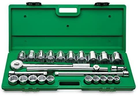 SK Professional Tools 4725 25-Piece 3/4 in. Drive 12-Point Standard Fractional Socket Set - Chrome Socket Set with Super Chrome Finish | Set of 25 Sockets Made in USA