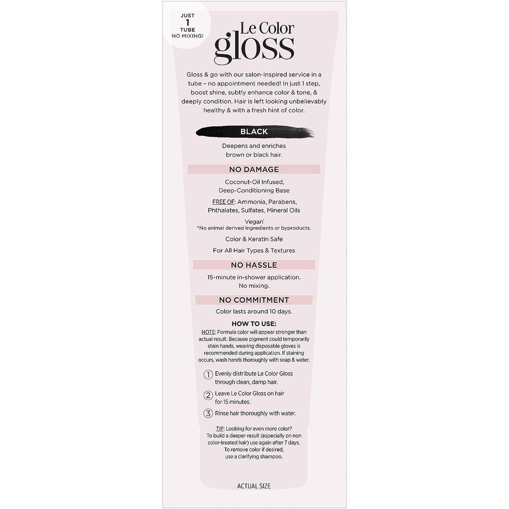L’Oréal Paris Le Color One Step Toning Hair Gloss, Black Noir, 4 Ounce