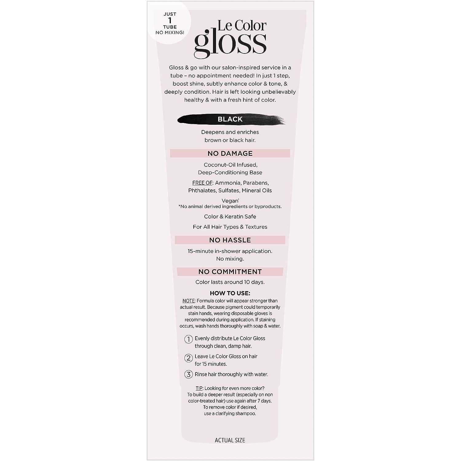 L’Oréal Paris Le Color One Step Toning Hair Gloss, Black Noir, 4 Ounce