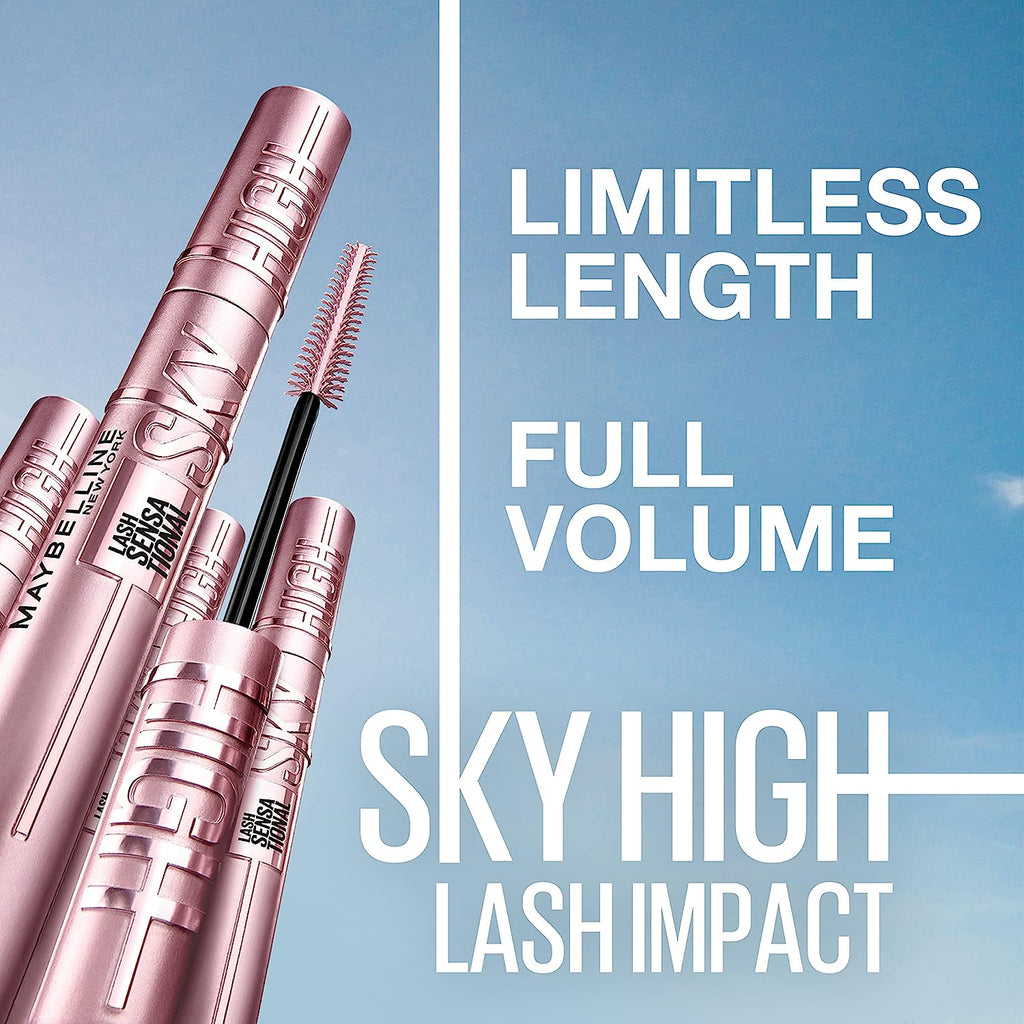 Maybelline Lash Sensational Sky High Washable Mascara + Hyper Easy Liquid Eyeliner Makeup Bundle, Includes 1 Mascara in Blackest Black and 1 Eyeliner in Pitch Black