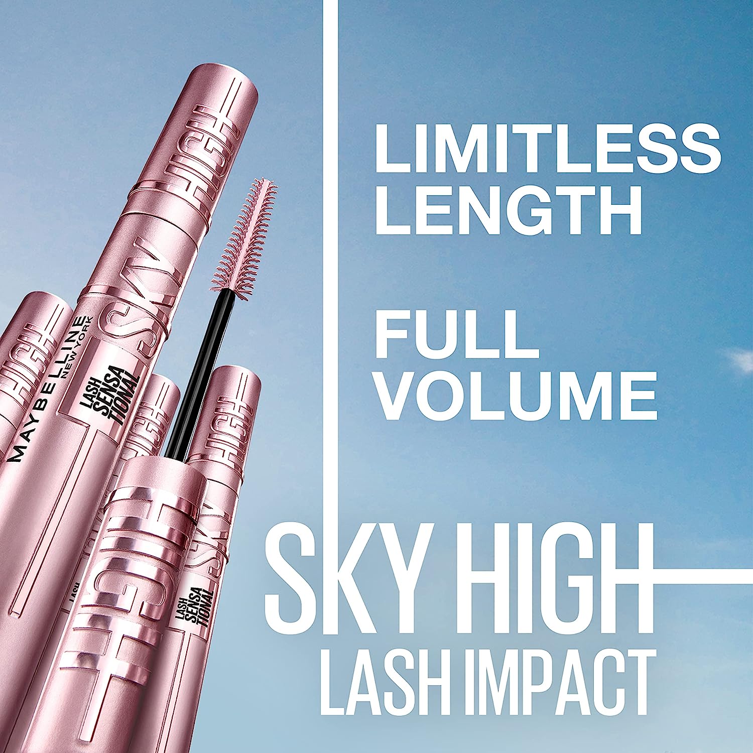 Maybelline Lash Sensational Sky High Washable Mascara + Hyper Easy Liquid Eyeliner Makeup Bundle, Includes 1 Mascara in Blackest Black and 1 Eyeliner in Pitch Black