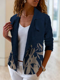 Casual Leaf Print Suit Jacket Women