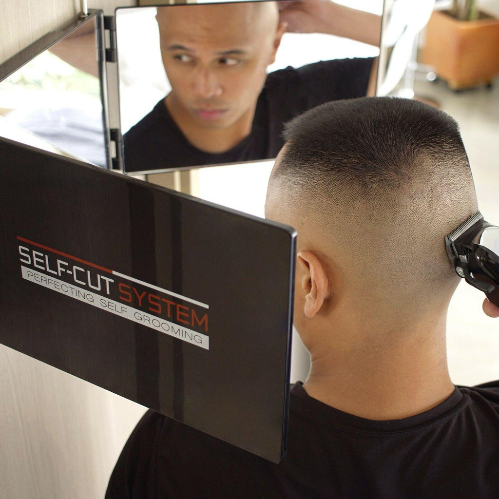 Self-cut System Travel Version Three Way Mirror for Self Hair Cutting With Hooks