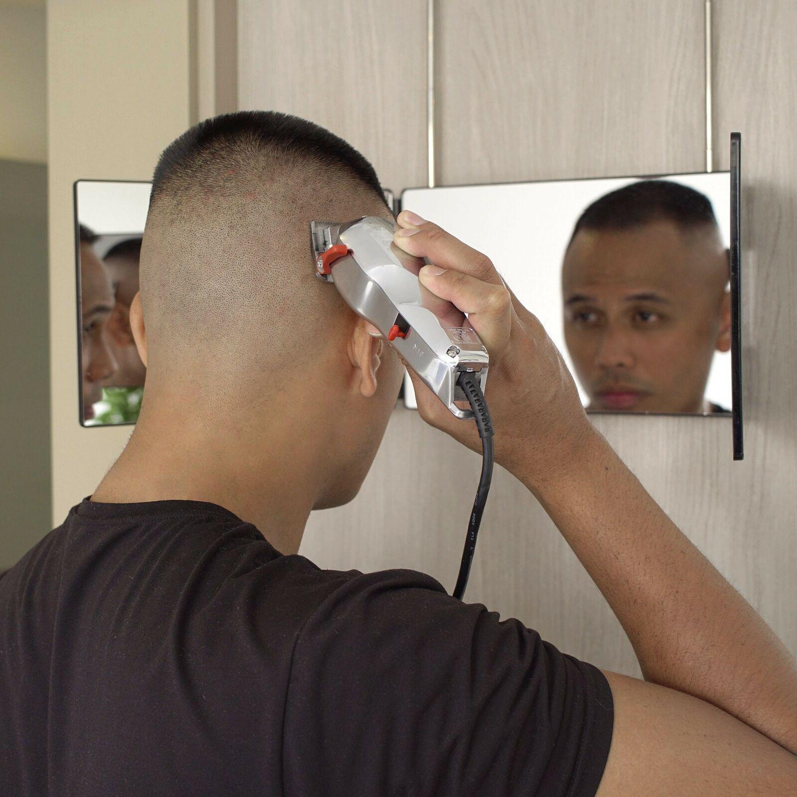 Self-cut System Travel Version Three Way Mirror for Self Hair Cutting With Hooks