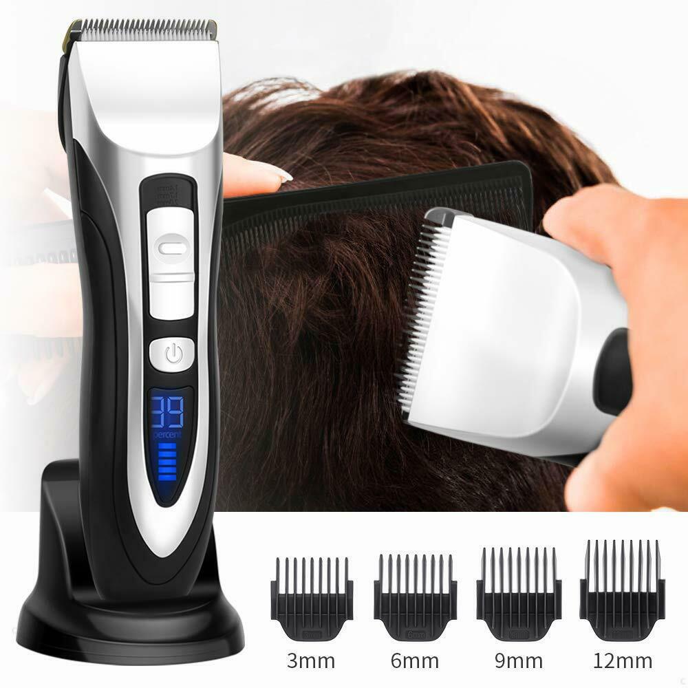 Machine Man Cut Hair Electric LCD Wireless 4 Combs 100.240V