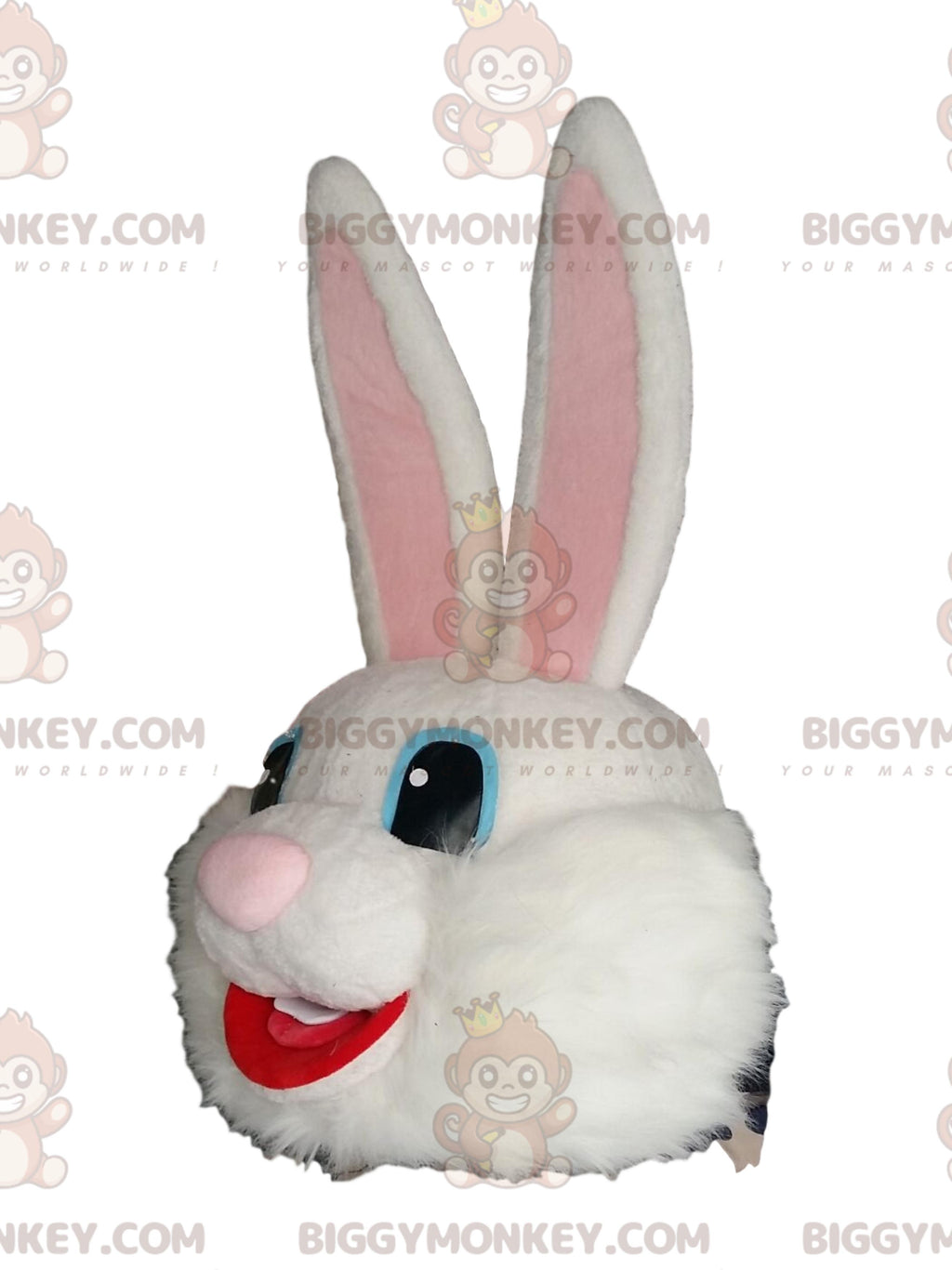 Very Happy White Rabbit BIGGYMONKEYMascot Costume Head