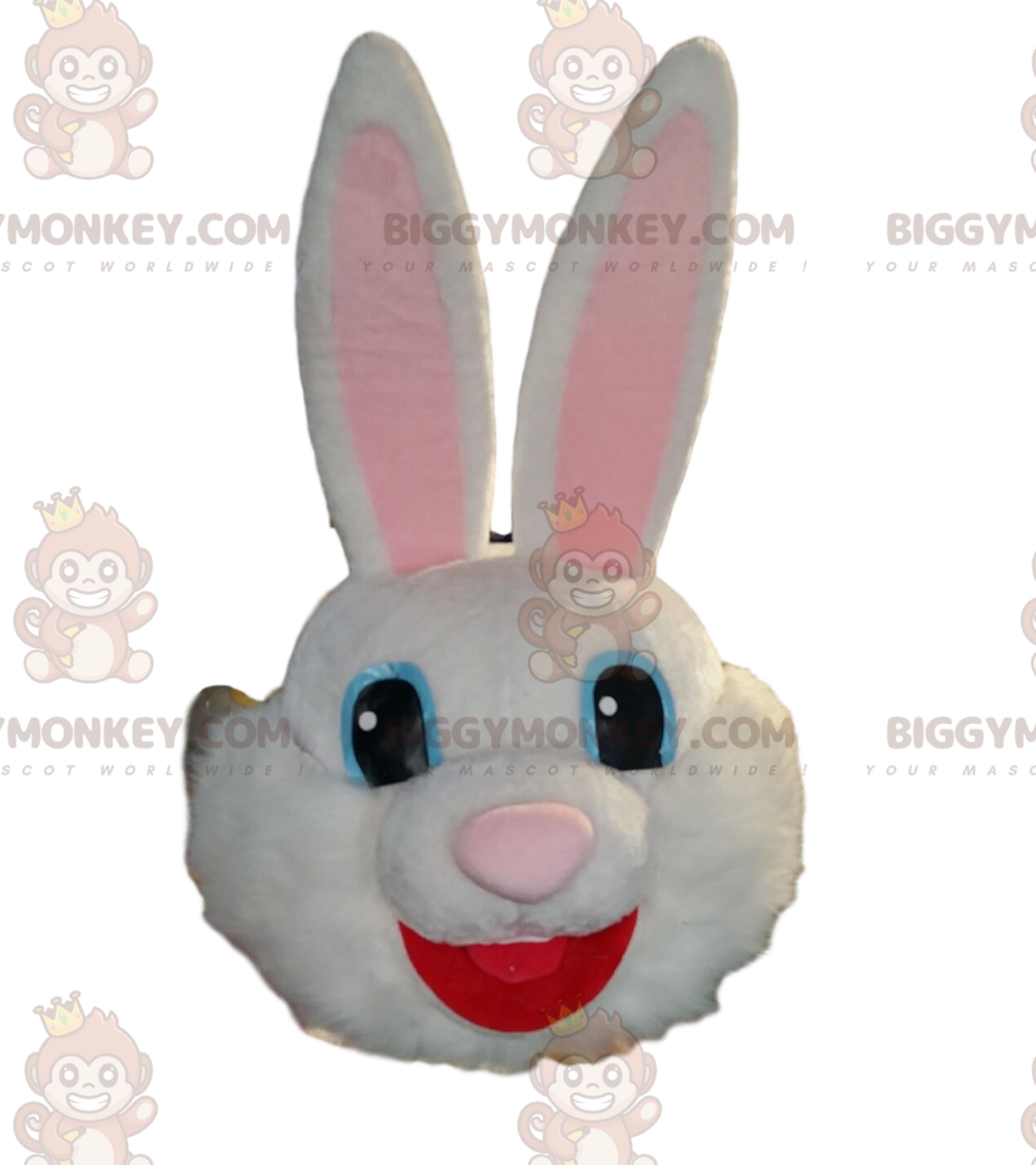 Very Happy White Rabbit BIGGYMONKEYMascot Costume Head