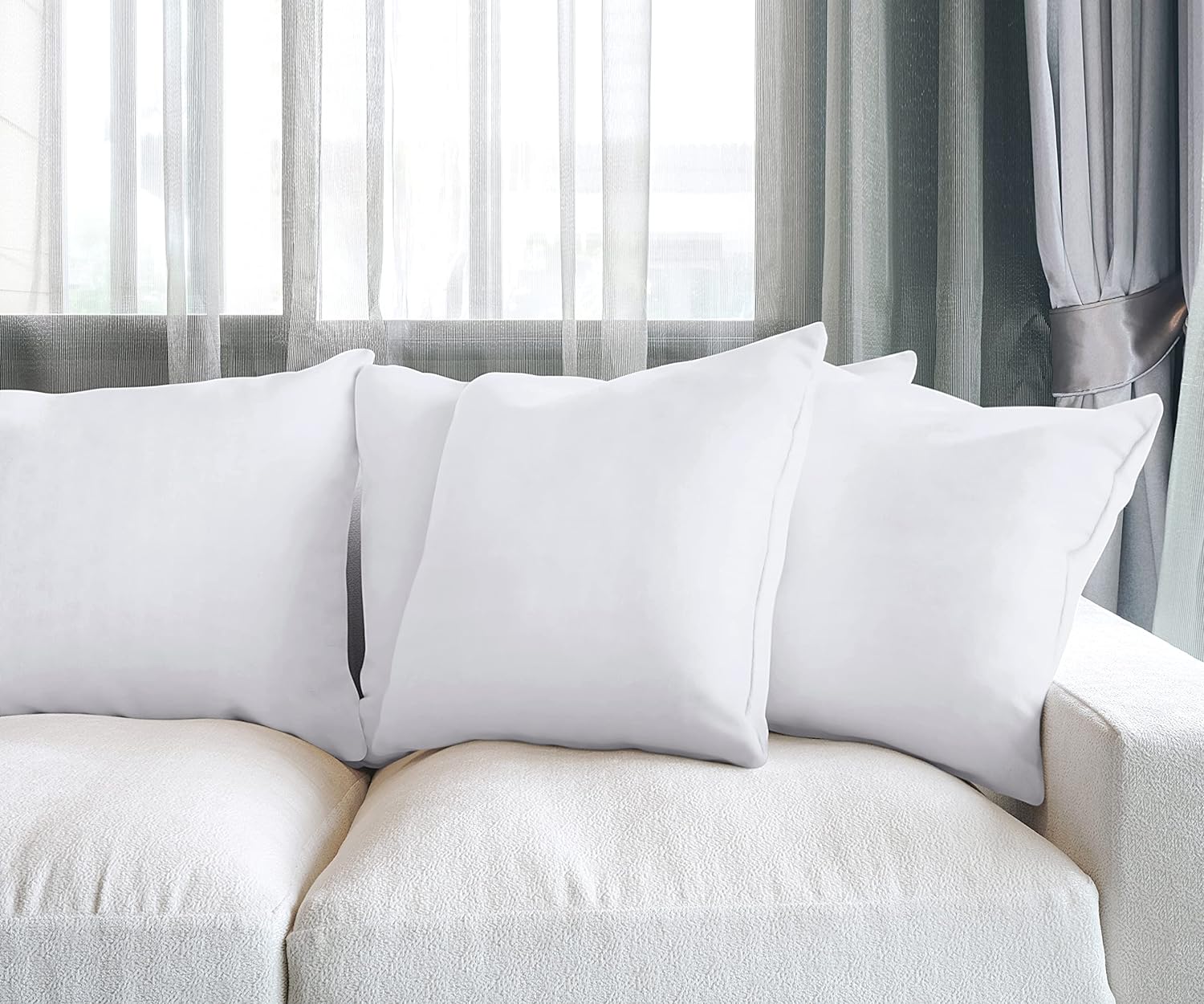 Utopia Bedding Throw Pillows (Set of 4, White), 18 x 18 Inches Pillows for Sofa, Bed and Couch Decorative Stuffer Pillows