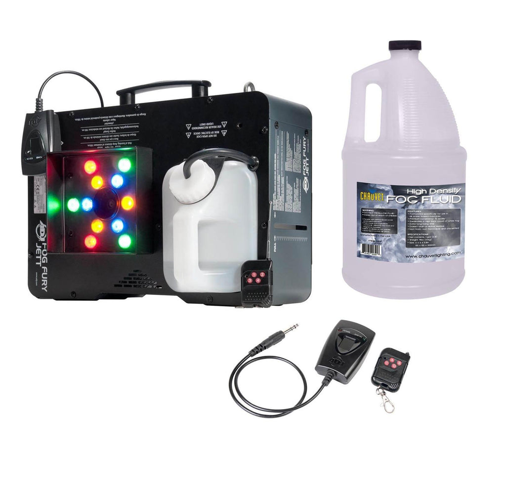 AMERICAN DJ Fog Fury Jett Fog Machine & LED Light Effect w/ Remote + HDF Fluid