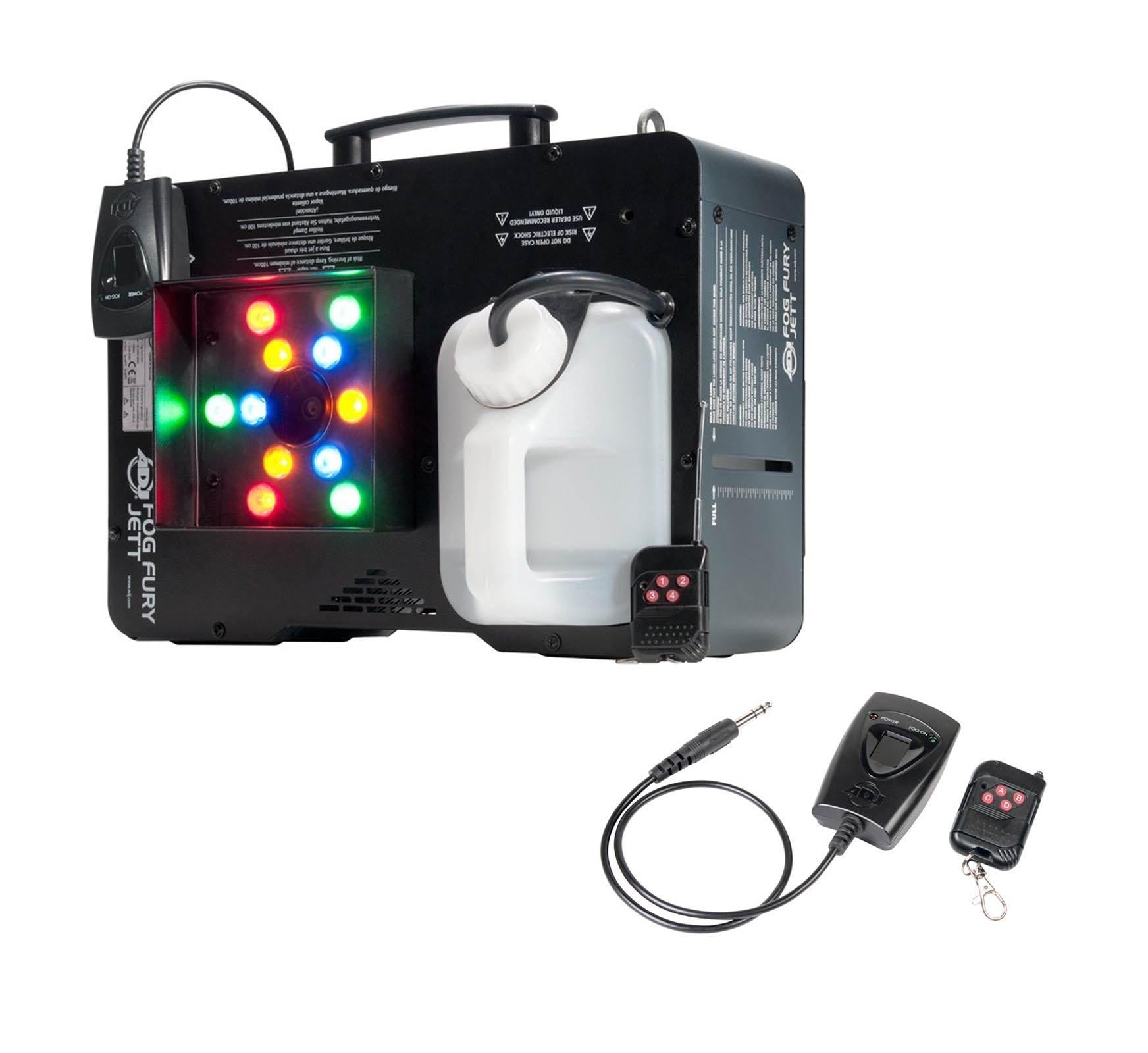 AMERICAN DJ Fog Fury Jett Fog Machine & LED Light Effect w/ Remote + HDF Fluid