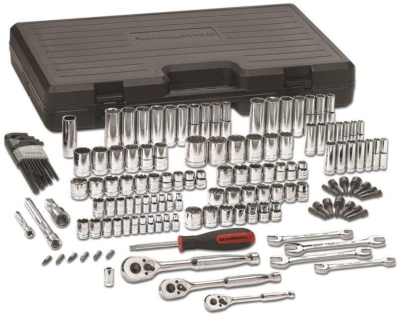 GEARWRENCH 141 Pc. 1/4", 3/8" & 1/2" Drive 6 & 12 Pt. Mechanics Tool Set, Standard & Deep, SAE/Metric - 80931