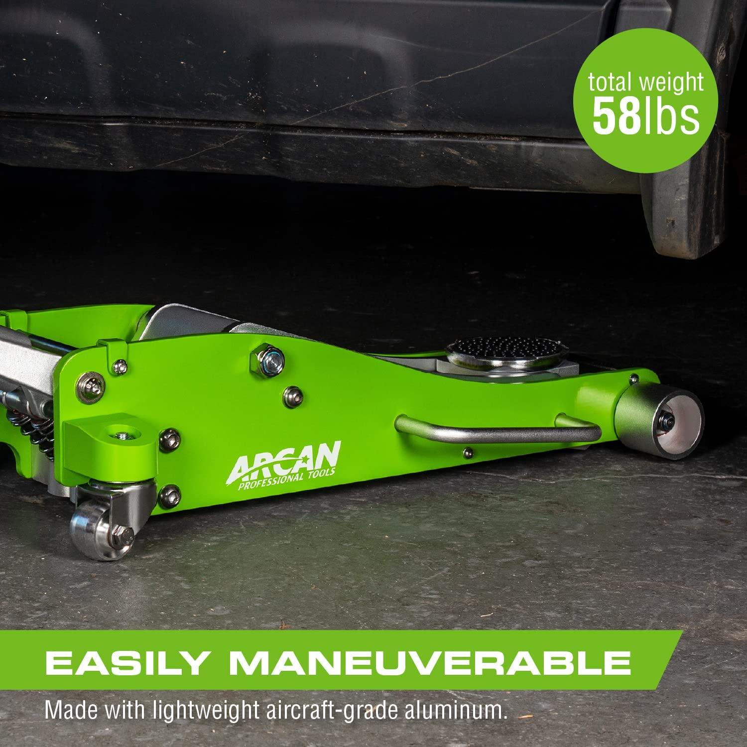 Arcan 3-Ton  Rise Aluminum Floor Jack with Dual Pump Pistons & Reinforced Lifting Arm (ALJ3T / A20018)
