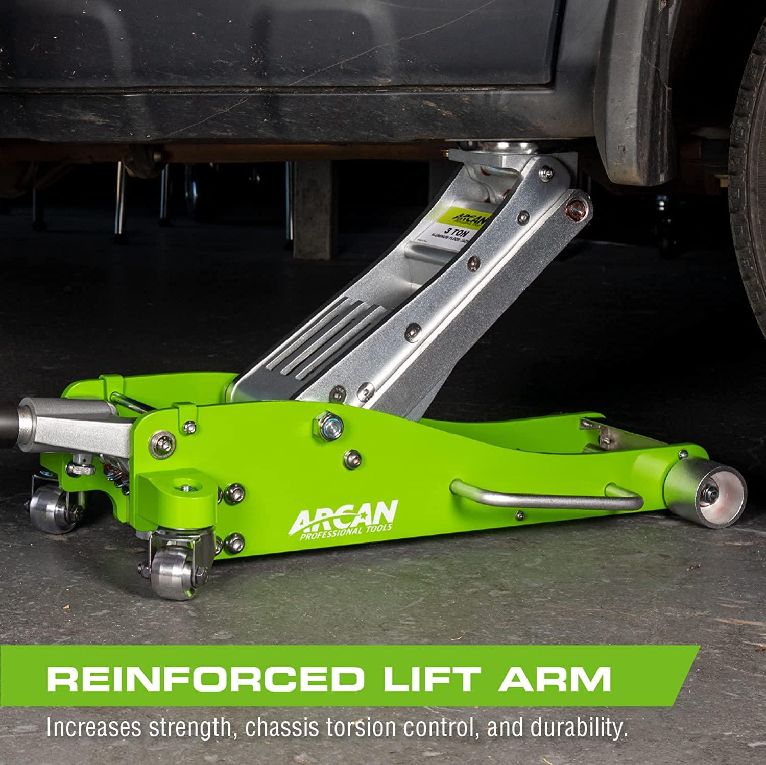 Arcan 3-Ton  Rise Aluminum Floor Jack with Dual Pump Pistons & Reinforced Lifting Arm (ALJ3T / A20018)