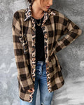 plaid cheetah print stitching jacket
