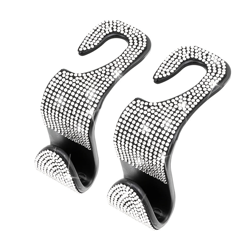 2pcs Artificial Diamond Car Hook, Car Hidden Car StoraHook Creative Car Seat Hook Hanger Car Accessories For Women