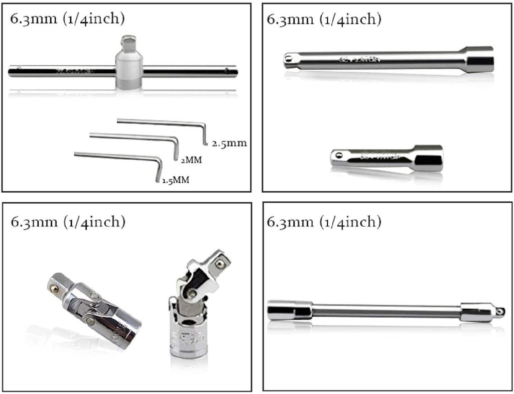 Gygjb 53PCS1/4-Inch Drive Socket Set Car Repair Tool Kit Ratchet Wrench Drive Socket Wrench Automobile Motorcycle Repair Hand Tool Set