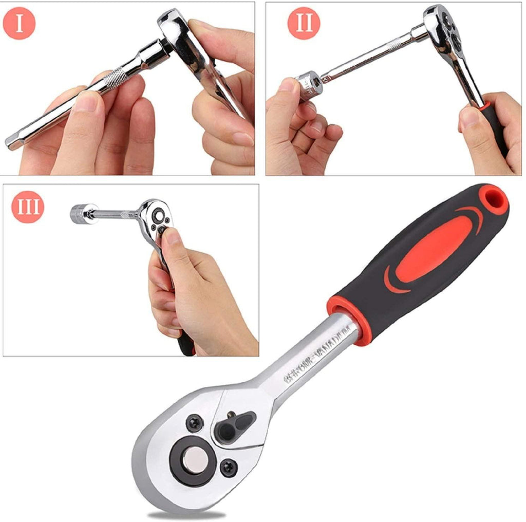 Gygjb 53PCS1/4-Inch Drive Socket Set Car Repair Tool Kit Ratchet Wrench Drive Socket Wrench Automobile Motorcycle Repair Hand Tool Set