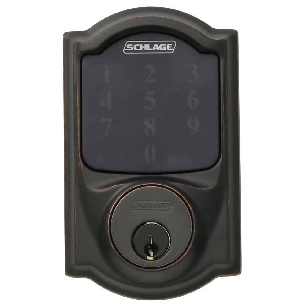 Camelot Aged Bronze Connect Smart Door Lock with Alarm (2-Pack)