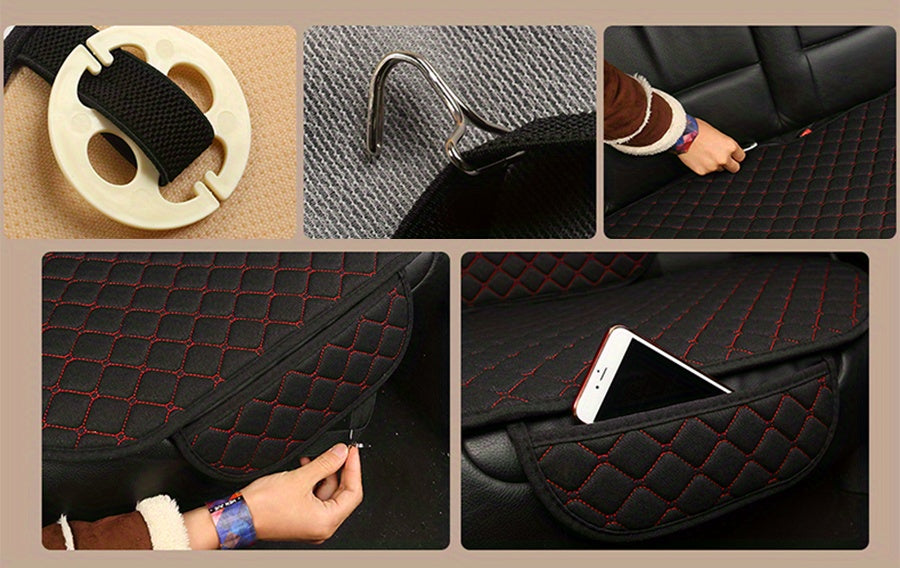Car Seat Cover, Breathable Flax Four Seasons Car Seat Cushion Protector Pad Front Pad Fit For Most Cars Front Chair Cushion