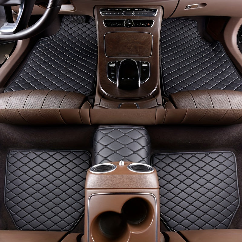5pcs Waterproof Leather Car Floor Mats - Universal Full Set Auto Rugs For Interior Accessories