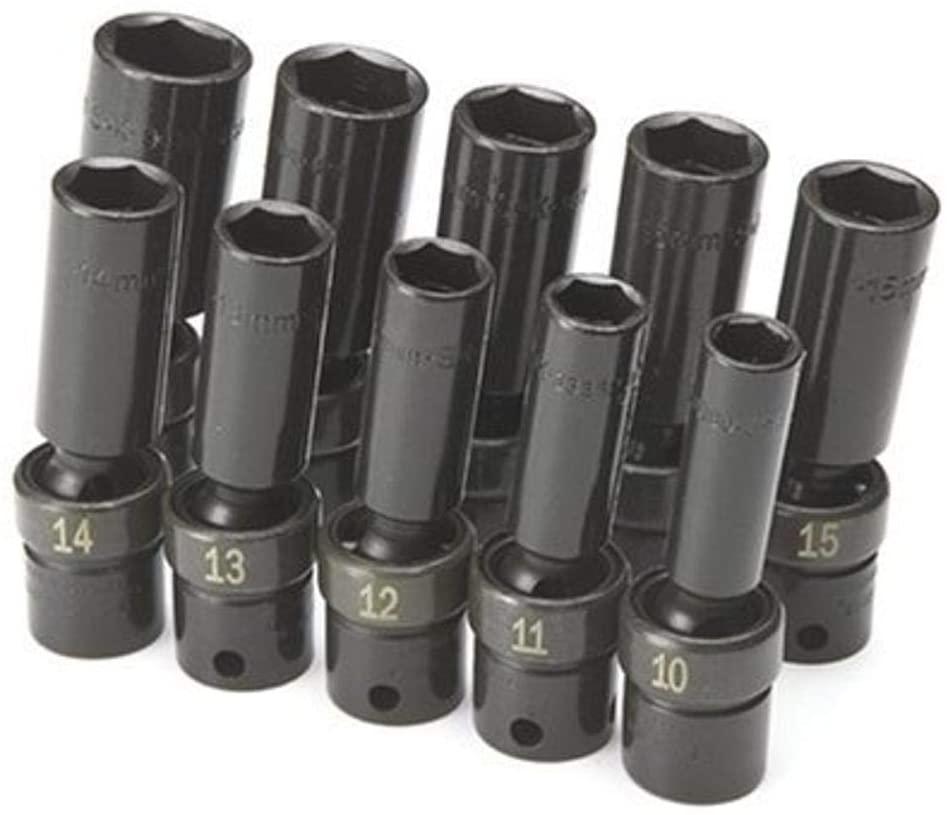SK Hand Tools 33375 10-Piece 3/8-Inch Drive 6 Point Deep Swivel Metric High Visibility Impact Socket Set