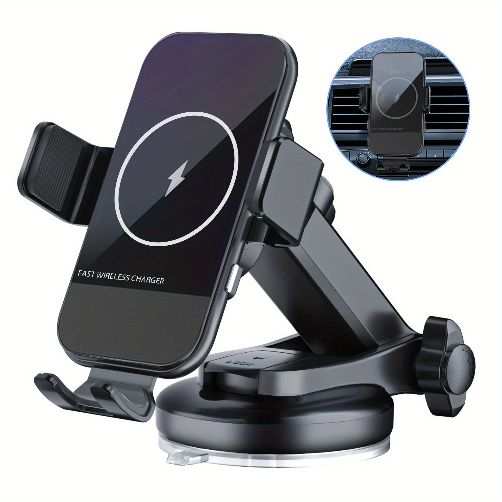 Wireless Car Charger, 15W Qi Fast Charging Auto Clamping Car Charger Phone Mount, Dashboard Air Vent Phone Holder, For  14/13/12/11/X, For Samsung For Galaxy S22+/S21/S10/Note 20