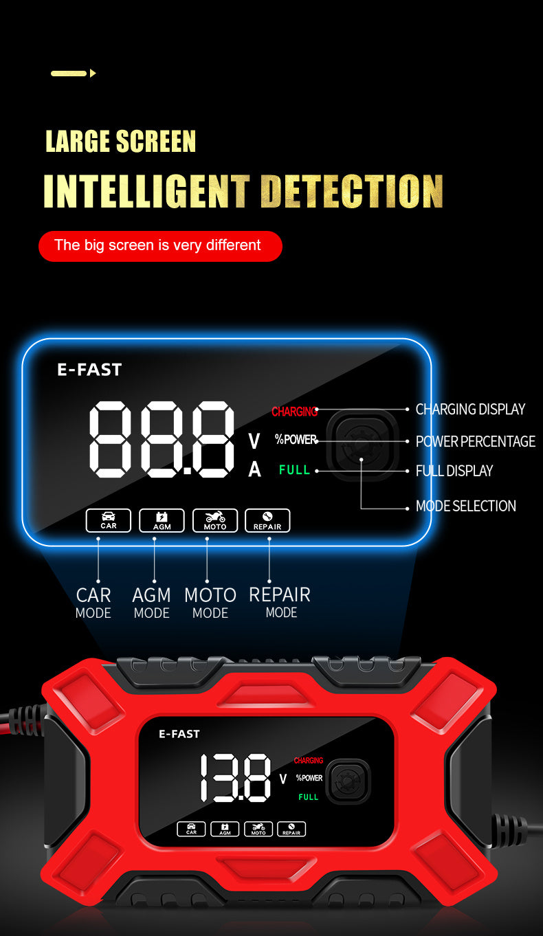 6A 12V Digital Car Battery Charger Full Automatic Car Battery Charger Power Puls Repair Chargers Lead Acid AGM Battery Charger