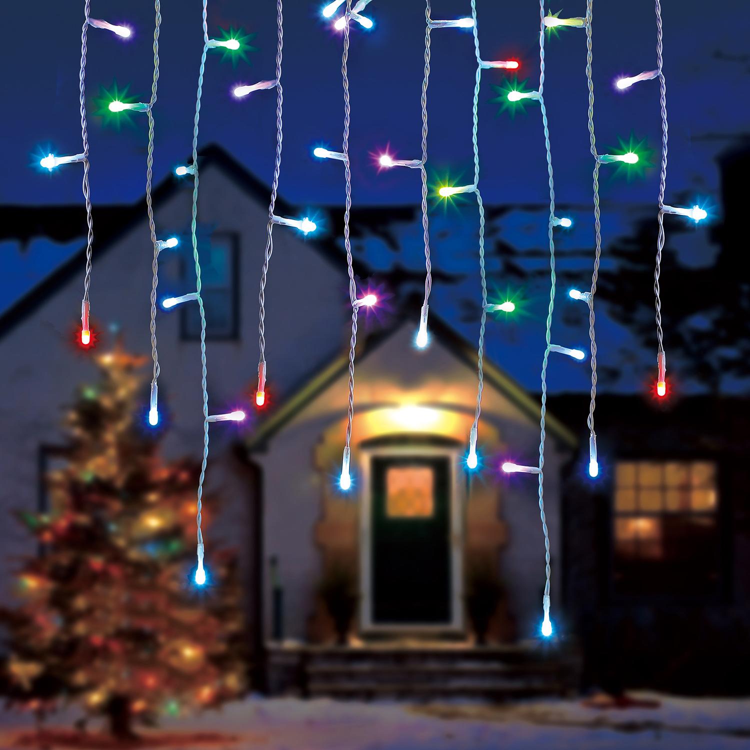 Home Heritage Luminations Christmas Holiday Party Lights, Twinkly App Control, 7' String of Icicle Style, 50 RGB LEDs (2 Pack)