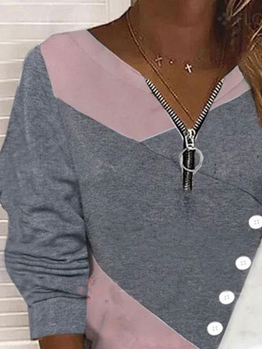 Patchwork Loose Casual Sweatshirt