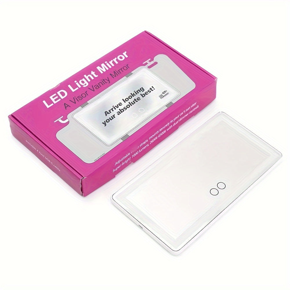 Rechargeable LED Car Makeup Mirror - Sun Visor Mirror With Fill Light For Beauty On-the-Go!