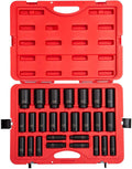 Sunex 2646, 1/2 Inch Drive Deep Impact Socket Set, 26-Piece, Metric, 10mm-36mm, Cr-Mo Alloy Steel, Radius Corner , Heavy Duty StoraCase
